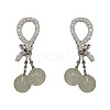 Brass Micro Pave Clear Cubic Zirconia Knot with Round Dangle Stud Earrings FS-WGC5F67-04-1