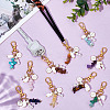 10Pcs 10 Styles Natural & Synthetic Gemstone Chip & Flat Round with Number 0~9 Alloy Enamel Pendant Decorations HJEW-GO00102-4