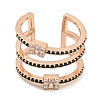 Rectangle Rack Plating Brass Micro Pave Cubic Zirconia Wide Cuff Rings for Women RJEW-F162-15RG-2