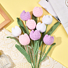 9Pcs 3 Colors Polyester with Iron Wire Artificial Tulip Flower AJEW-SC0031-42B-5