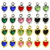 24Pcs 12 Colors Heart Rack Plating Brass Glass Charms KK-FS0001-39-1