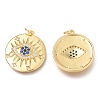 Brass Micro Pave Clear & Blue Cubic Zirconia Pendants ZIRC-O036-42G-2