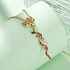 Brass Micro Pave Camellia Cubic Zirconia Flower Snake Pendant Necklaces LS-NJEW-S438-02D-G-3
