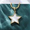 Brass Enamel Star Pendant Necklaces for Women NJEW-K381-09G-02-2