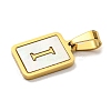 PVD Vacuum Plating 304 Stainless Steel Pave Natural White Shell Pendants STAS-S130-03G-I-2