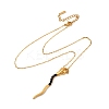 304 Stainless Steel Jet Rhinestone Snake Pendant Cable Chain Necklaces for Women LS-NJEW-A051-01G-3
