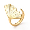 Ion Plating(IP) 304 Stainless Steel Shell Shape Open Cuff Ring for Women RJEW-E063-12G-1