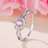 Flower Brass Micro Pave Pearl Pink Cubic Zirconia Finger Rings FS-WGCFB35-01-3