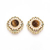 Brass Colorful Cubic Zirconia & Natural Tiger Eye Rhombus Beads KK-N258-13G-1