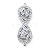 Rack Plating Brass Clear Cubic Zirconia Infinity Connector Charms KK-A234-036P-01-1