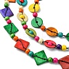 Dyed Natural Coconut Rhombus Beaded 3 Layer Necklaces LS-NJEW-A007-02C-3