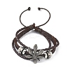 PU Leather & Waxed Cords Triple Layer Multi-strand Bracelets BJEW-G709-02-2