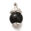 Brass & Natural Black Agate(Dyed & Heated) Pendants KK-Q043-22P-1