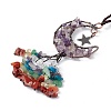 Natural Amethyst Moon with Mixed Gemstone Chips Tassel Pendant Decorations G-L524-07R-A05-3