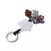 Natural Quartz Crystal Star with Mixed Gemstone Chips Beaded Tassel Keychains KEYC-P012-01P-09-3