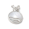 Brass Pave Natural White Shell Pendants KK-S522-12P-2