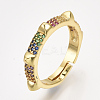 Adjustable Brass Micro Pave Cubic Zirconia Finger Rings RJEW-S044-023-1