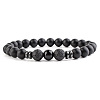 Round Natural Obsidian Beaded Stretch Bracelets for Women Men XP2963-3-1