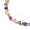 3mm Round Faceted Natural Amethyst & Lapis Lazuli & African Turquoise(Jasper) & Sunstone & Ruby/Red Corundum Braided Bead Bracelets BJEW-JB10596-3
