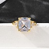 Brass Micro Pave Cubic Zirconia Finger Rings for Women RJEW-F181-11G-01-3