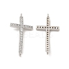 Brass Micro Pave Clear Cubic Zirconia Connector Charms KK-E068-VB331-2
