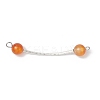 7Pcs 7 Styles Dyed Natural Quartz & Carnelian & Rose Quartz & Black Onyx & Malaysia Jade Round Beads Brass Tube Connector Charms PALLOY-JF03714-3