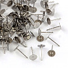 316 Surgical Stainless Steel Flat Round Blank Peg Stud Earring Settings A-STAS-R073-02-1