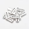 Tibetan Style Alloy Rectangle with Word Believe Pendants TIBEP-Q043-066-RS-1