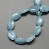 Dyed Flat Oval Shaped Gemstone Natural Aquamarine Beads Strands G-S113-10-2