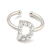 Rack Plating Brass Open Cuff Rings for Women RJEW-F162-01P-D-2