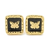 Square with Butterfly Ion Plating(IP) 304 Stainless Steel Stud Earrings EJEW-G400-17G-01-2
