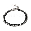 304 Stainless Steel Box Chain Multi-strand Bracelets for Men Women BJEW-Q038-03-4