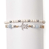 2Pcs 2 Style Synthetic Turquoise(Dyed) & Natural White Jade Braided Bead Bracelets Set BJEW-JB09255-1
