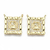Brass Micro Pave Clear Cubic Zirconia Pendant Link ZIRC-S067-134-NF-1