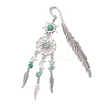 Alloy Sun & Woven Net/Web with Feather Charms Bookmarks AJEW-JK00368-3