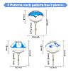 6Pcs 3 Styles Printing Porcelain Drawer Knobs FIND-GA0001-29C-2