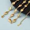 304 Stainless Steel Leaf Link Chain Necklaces for Women NJEW-G178-10G-1