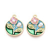 Rack Plating Alloy Enamel and ABS Imitation Pearl Pendants ENAM-T024-86A-G-1
