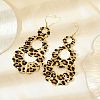 Teardrop Leopard Print Alloy Dangle Earrings for Women LS-EJEW-K304-02G-2