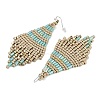 Boho Seed Bead Rhombus Tassel Earrings EJEW-Z072-02B-3