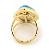 Ion Plating(IP) 304 Stainless Steel Synthetic Turquoise Cuff Rings G-Z056-09G-02-3
