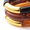 Chunky Acrylic & CCB Plastic Curved Tube Beads Stretch Bracelets Set for Women BJEW-JB07318-6
