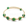 Natural Green Agate Wrapped Cuff Bangle BJEW-A122-04A-1