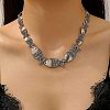 Tibetan Style Alloy Graduated Fish Link Chain Necklaces for Women LS-NJEW-C102-01AS-1