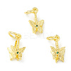 Rack Plating Brass Pave Cubic Zirconia Butterfly Ice Pick Pinch Bails KK-G464-06G-3