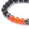 Natural Malaysia Jade(Dyed) & Lava Rock & Synthetic Hematite Braided Bead Bracelet BJEW-JB08144-02-4