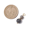 3Pcs 3 Styles Natural Lava Rock & Larvikite & Golden Sheen Obsidian Round Beaded Pendants PALLOY-JF04701-07-2