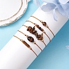 5Pcs 5 Styles Natural Tiger Eye Braided Bead Bracelets BJEW-JB11681-02-1