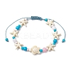 3Pcs 3 Styles Starfish & Turtle Synthetic Turquoise Braided Bead Bracelet Sets BJEW-JB10348-3