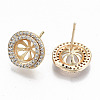 Brass Micro Pave Clear Cubic Zirconia Stud Earring Findings KK-T062-55G-NF-2